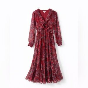 Mila Mae - Floral Red Midi Dress Size S